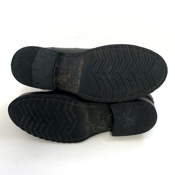 FRYE Veronica black leather silver buckle top detail flat short ankle boots - Picture 7 of 11